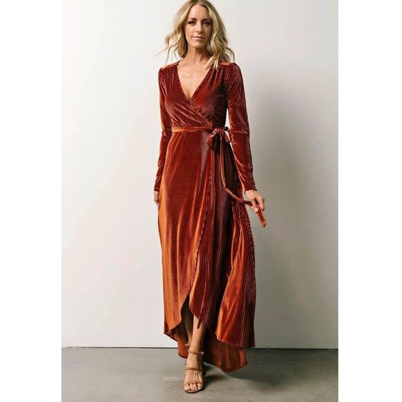 Baltic Born Ribbed Velvet Jada Wrap Dress Size Medium - Picture 1 of 12